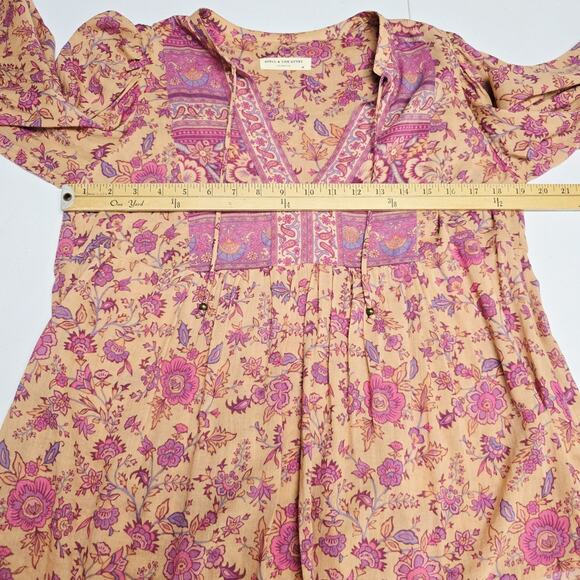 Spell & the Gypsy Collective Blouse Top XS Folk Song Floral Blossoms Puff Sleeve - Picture 11 of 12